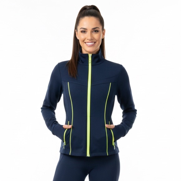 Peter Nygard Jackets & Blazers - NYGARD Fitted Stretch Zip Up Jacket Navy Blue SzM